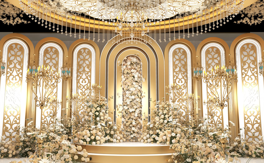 城西香槟色调婚礼堂效果展示